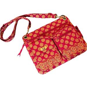 Ganz Maggi B French Country Red Mosaic Quilted Crossbody Bag Boho‎ Provincial